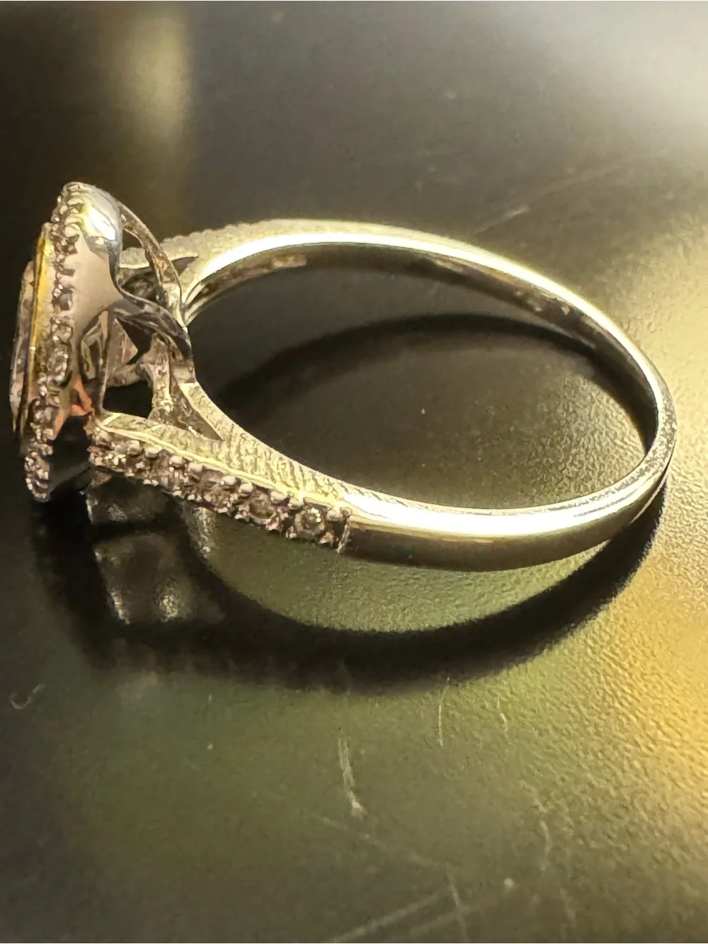 Sterling Silver 925 Two-Tone CZ Halo Ring - Gold Vermeil Bezel - Size 8.75